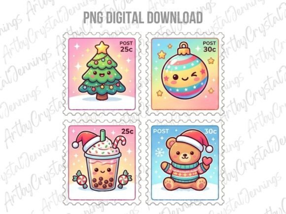 Download Kawaii Christmas Stamp Clipart PNG - Christmas stamp Collection
