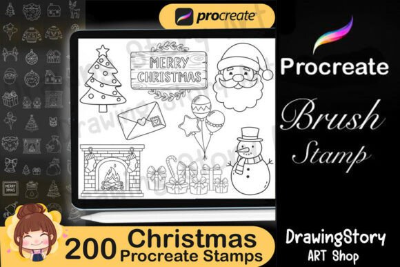 Download 200 Procreate Christmas Stamps - Christmas stamp Collection