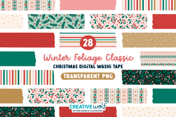 Download Winter Foliage and Berries Washi Tapes - Premium Resources